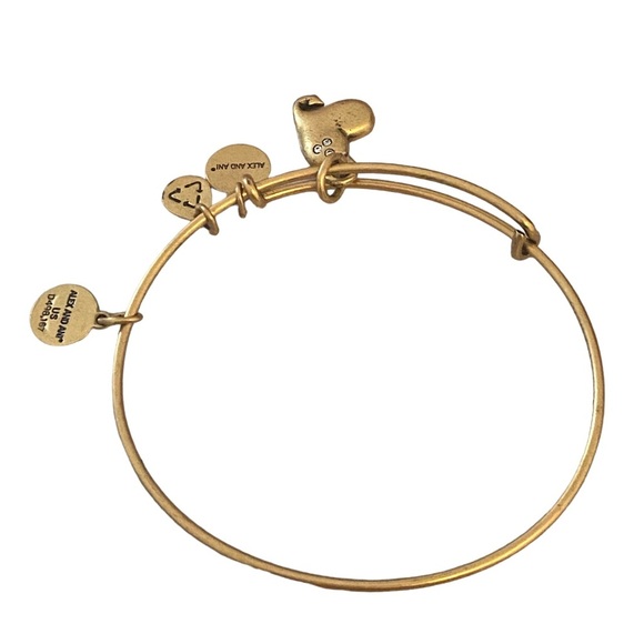Alex and Ani Jewelry - Lex & ani gold tone bangle with heart charms